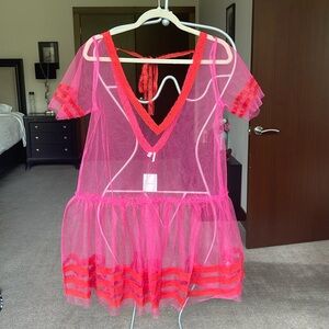 UO NWT Pink and Red Sheer Dress